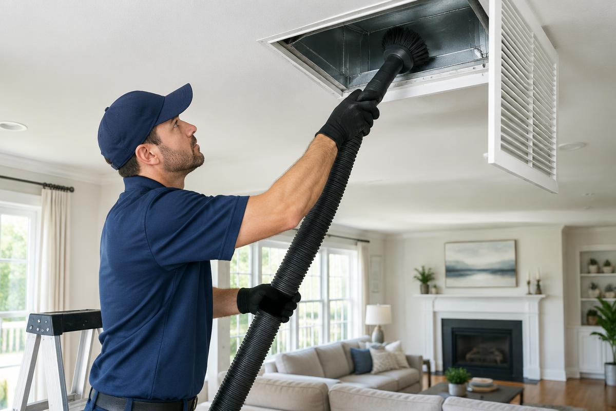 Air Duct Cleaning restoration specialists at work